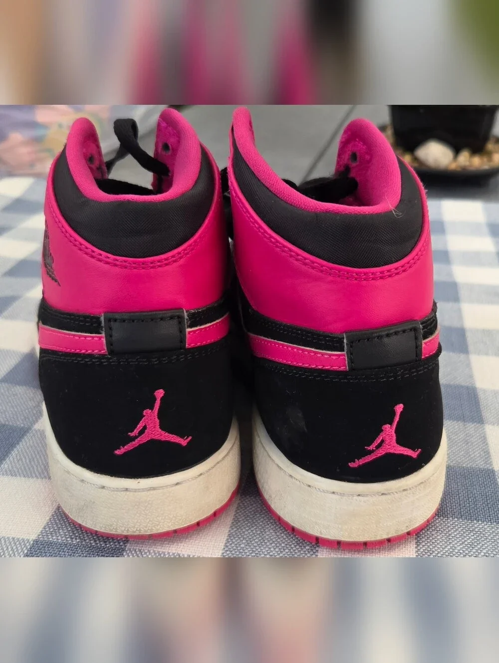 Nike Air Jordan Hi Retro Sneakers - Black/Hot Pink, Youth 4.5, Pre-owned